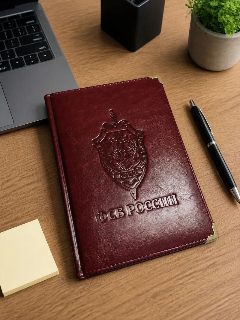 Кожаный недатированный ежедневник сотрудника ФСБ России А5