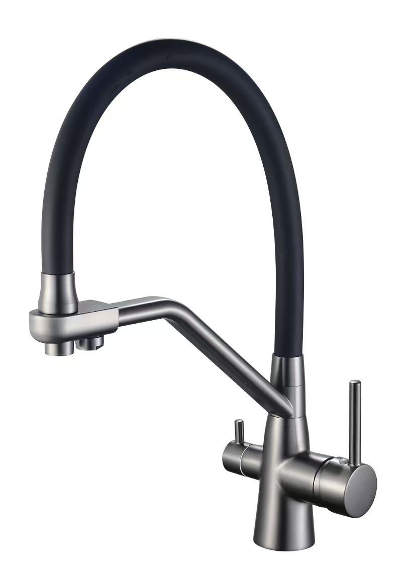 Кухонный смеситель Weissgauff WKF 3412 Dark Grey Pure Water, с входом для питьевой воды