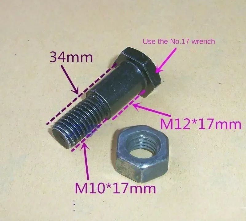 Ступенчатый болт крепления боковой подножки M10x34 с крупной резьбой, 1 шт.