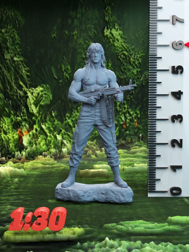 Миниатюра Фигурка Джон Рэмбо - Rambo 6см 1/30 (ФанАрт, Серая, предназначена для самостоятельной покраски)