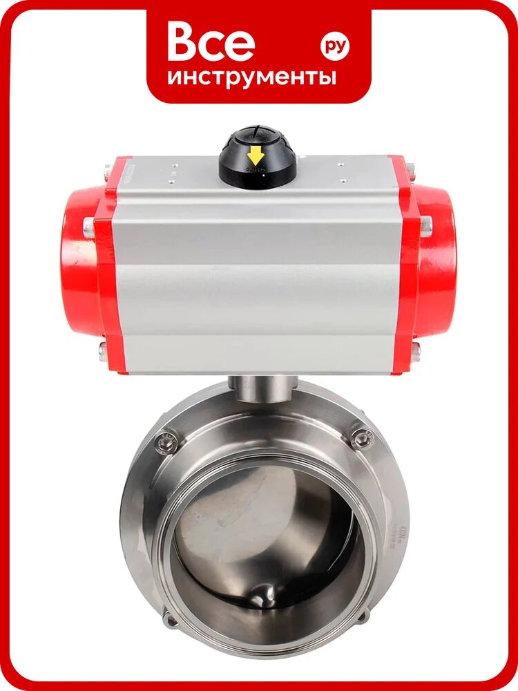 Затвор DN-ru clamp 304-304-Sil-2W-C-H Ду100 Ру10 пищевая нерж. сталь, пневмопривод D050-76523
