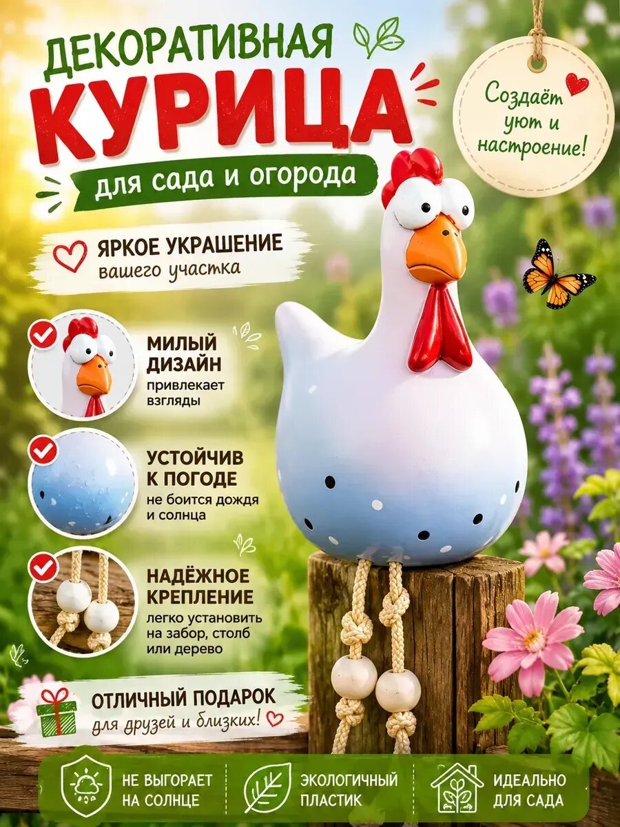Садовая фигурка курочки из пластика 28*8.5CM