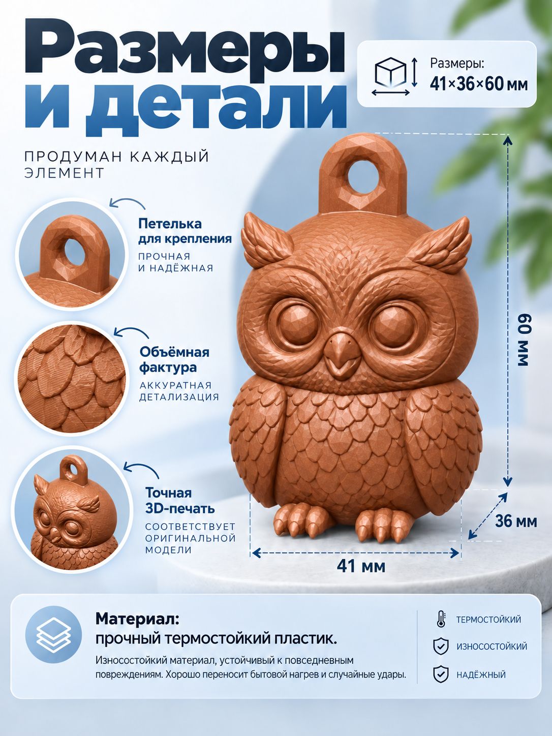 Брелок, коричневый — фото 1