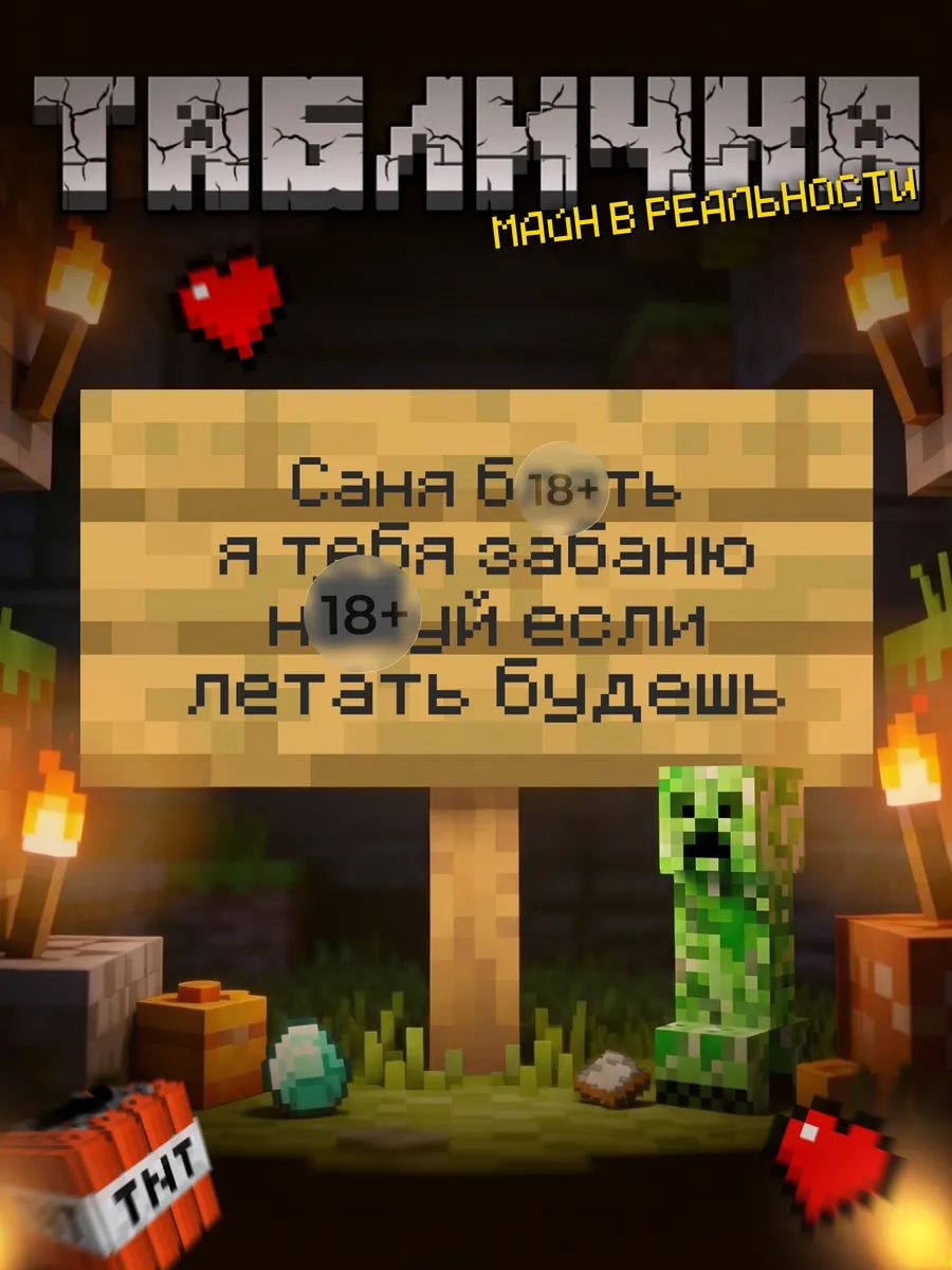 Табличка minecraft на дверь мем Саня я тебя забаню