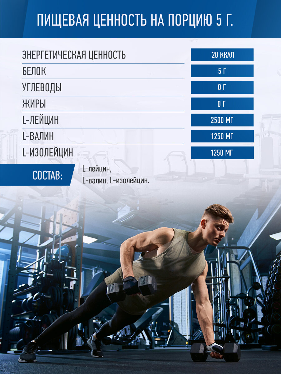 BCAA 2:1:1 Rline 200 г, порошок. Нейтральный вкус, без добавок. Аминокислоты БЦАА для роста сухой мышечной массы — фото 1