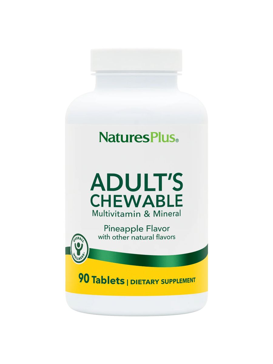 Natures Plus, Adults Multivitamin Chewables, Мультивитамины и минералы, 60 жевательных таблеток со вкусом ананаса, Витаминно-минеральный комплекс для иммунитета взрослым, для мозга, сердца и сосудов