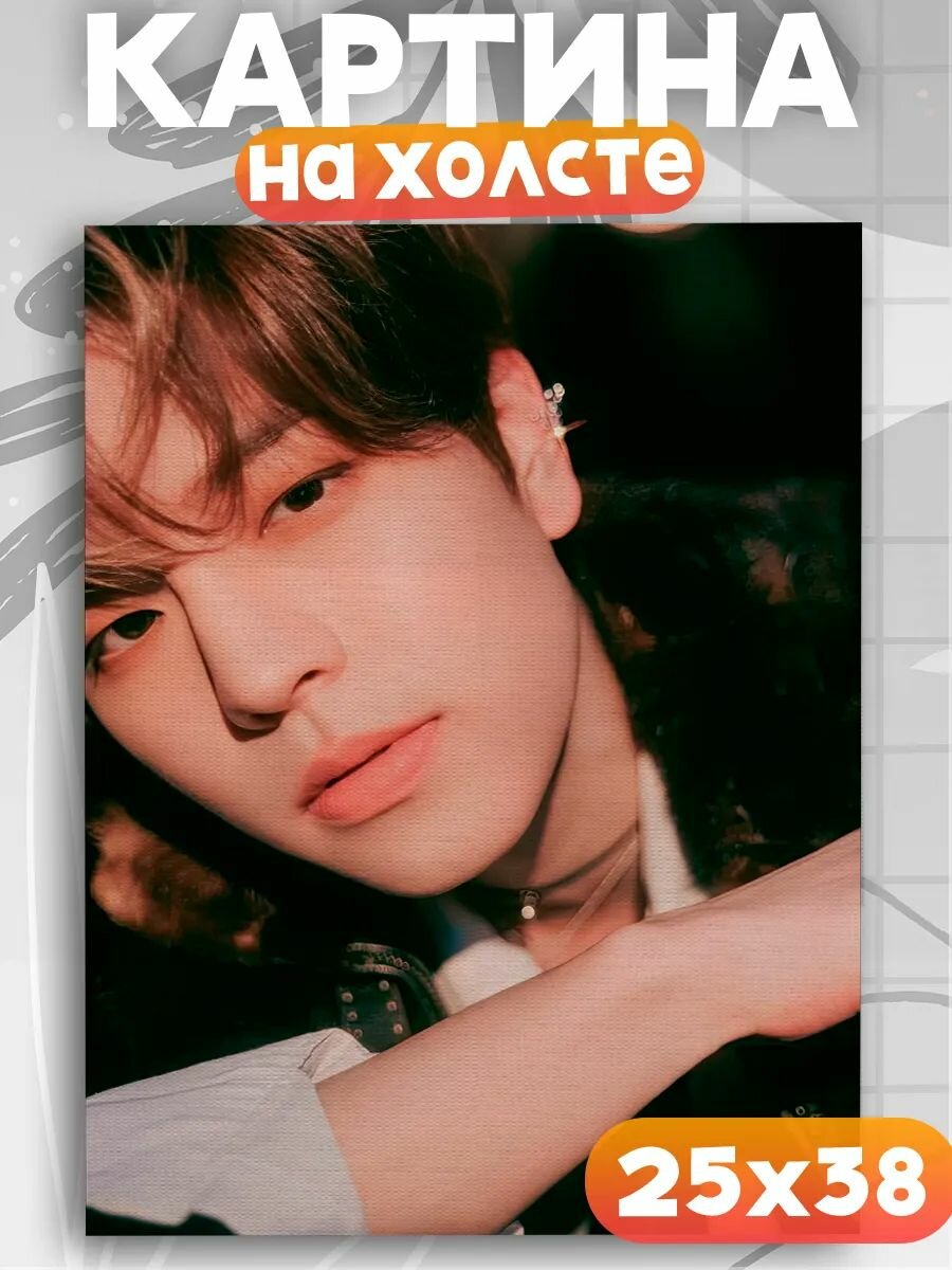 Картина на стену Сынмин Stray kids кпоп, на подрамнике, 1шт, 38х25 размер.