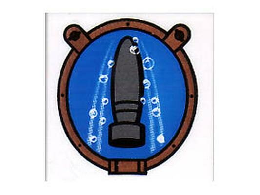 Деталь Lego 3068pb0358 Tile 2 x 2 with Torpedo and Bubbles in Porthole Pattern