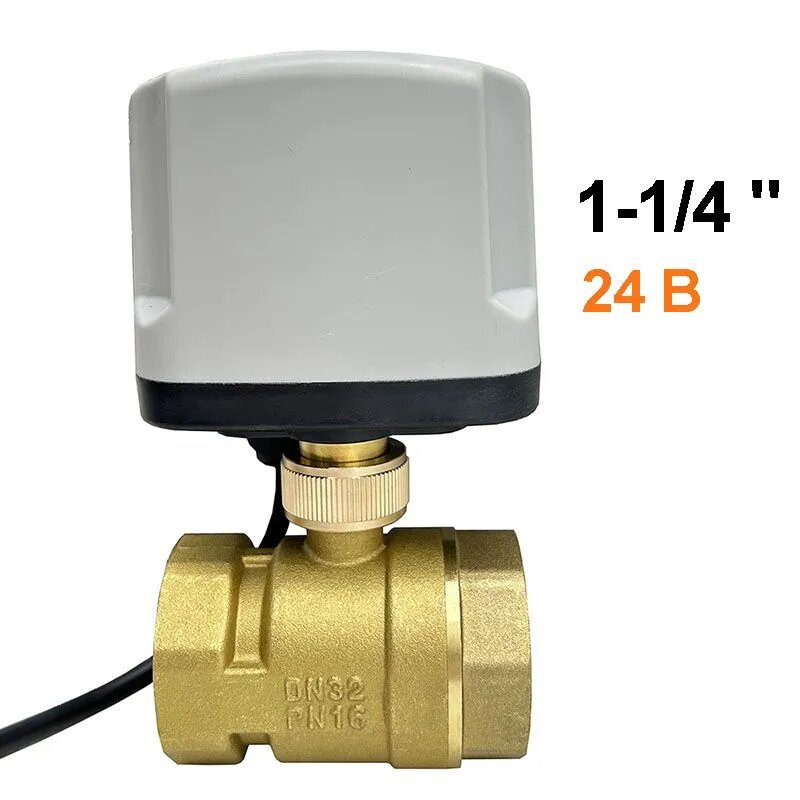 Латунный электрический шаровой кран 1-1/4"24B водонепроницаемый рейтинг IP65