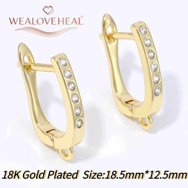 Крючки для сережек WEALOVEHEAL позолоченные 18 каратным золотом 2 pairs, Желтый, 18K Gold Plated