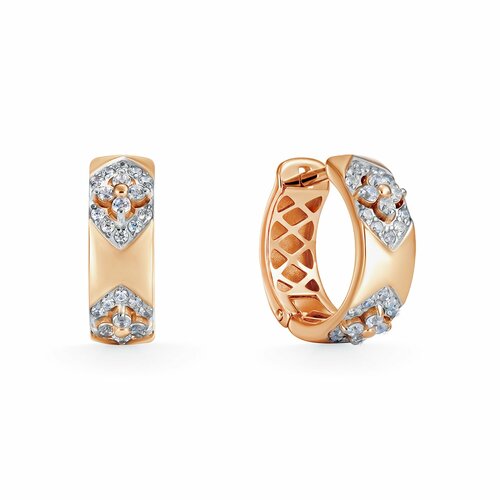фото Серьги diamant online, красное золото, 585 проба, фианит, длина 1.6 см, , прозрачный