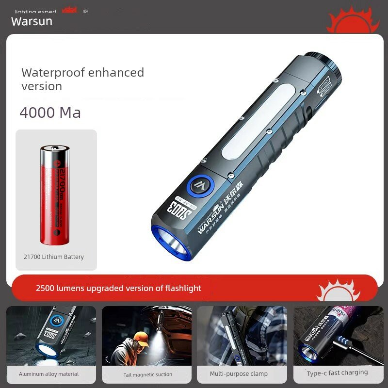 Wallson sq03 сильный свет ультра-яркий уличный перезаряжаемый фонарик дальнего действия магнитный авторемонт отключения