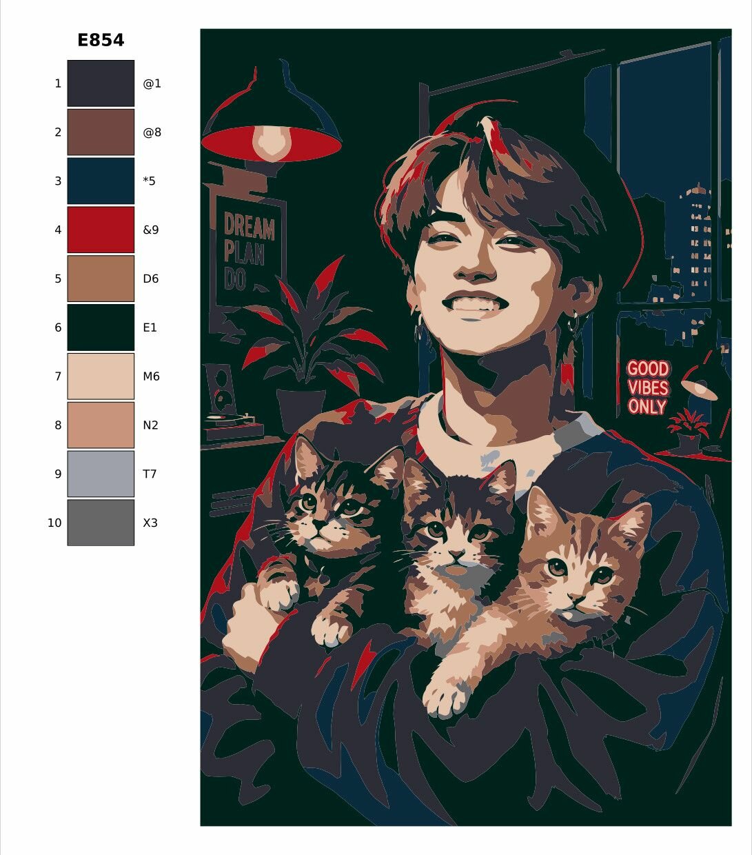 Детская Картина по номерам E854 "Участник K-pop группы Stray Kids (Стрей Кидс) Арт" 20x30