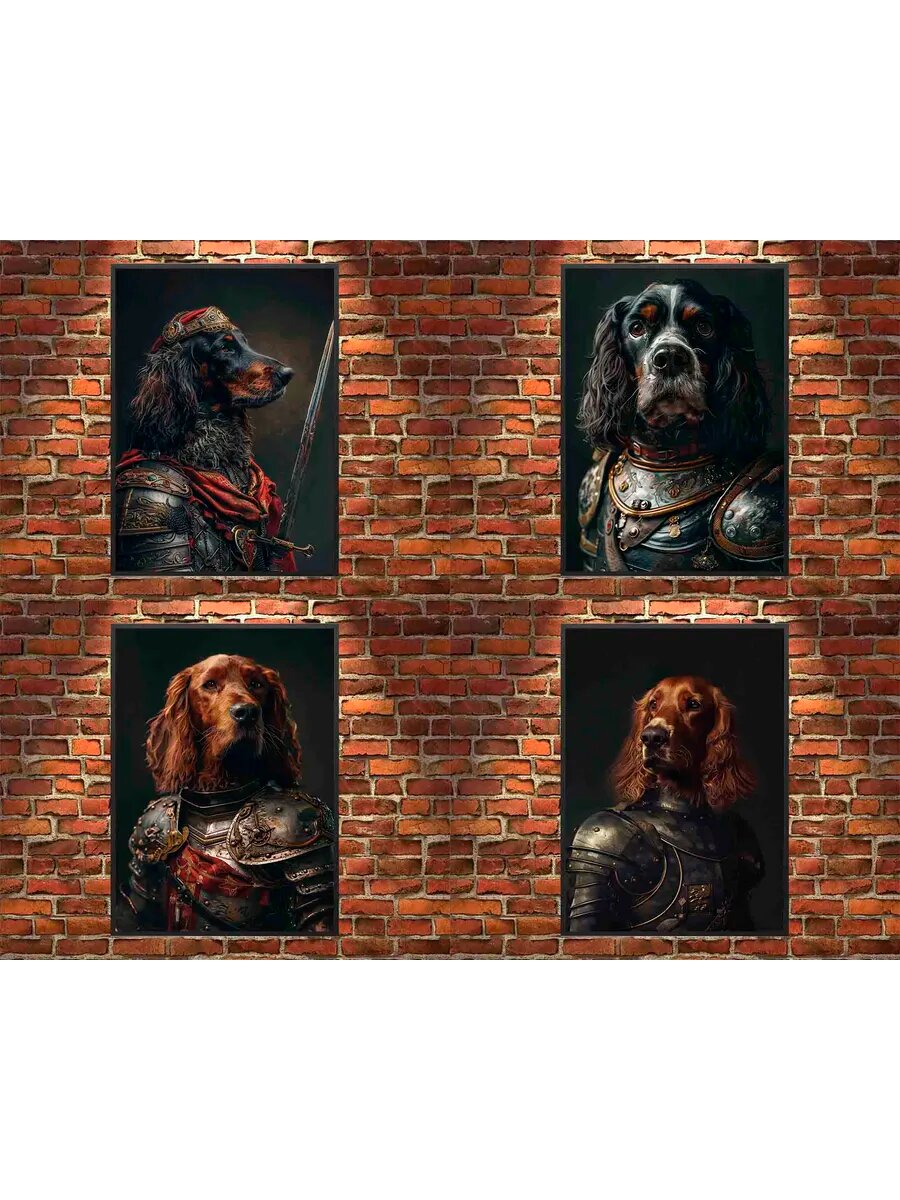 Сеттер - английская собака-Рыцарь, 4 Плаката, 30x21см