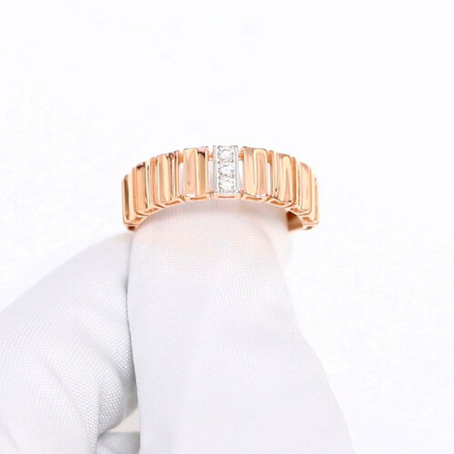 фото Кольцо diamant online, красное золото, 585 проба, фианит, размер 18.5, прозрачный