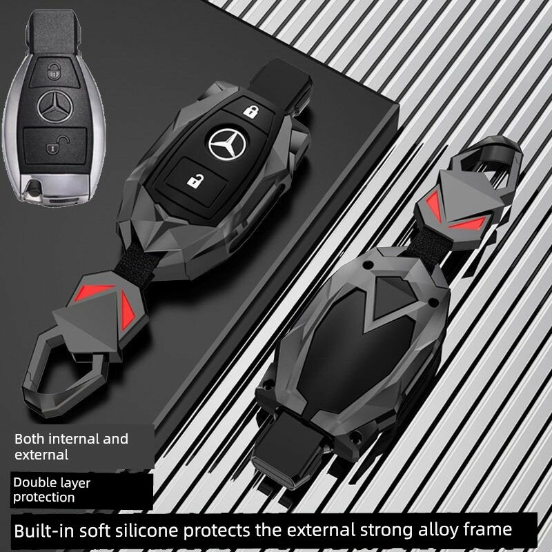 Крышка для брелока Mercedes A Style - Темно-черный с красным глазом-застежкой