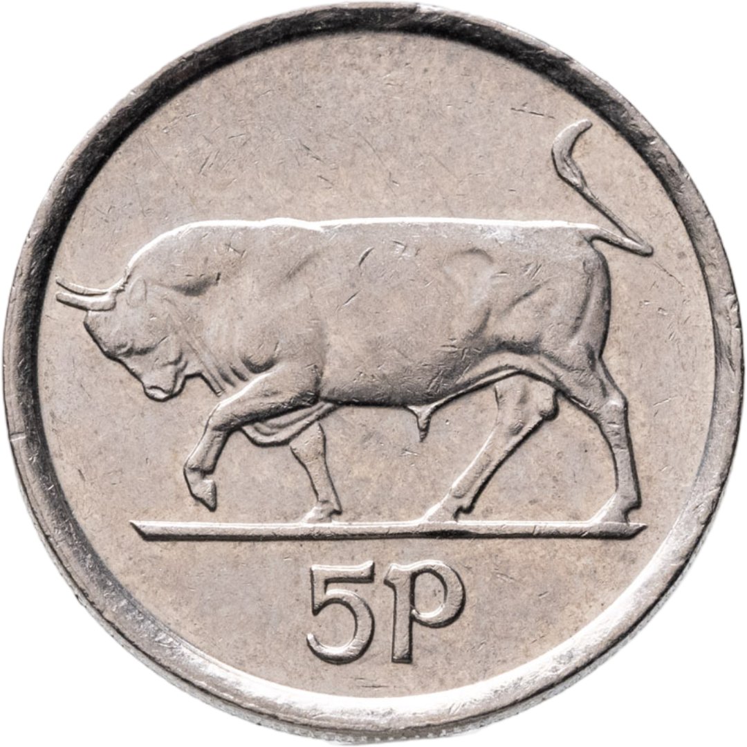 Ирландия 5 пенсов pence 1998, Мельхиор медь-никель, в сохранности AU