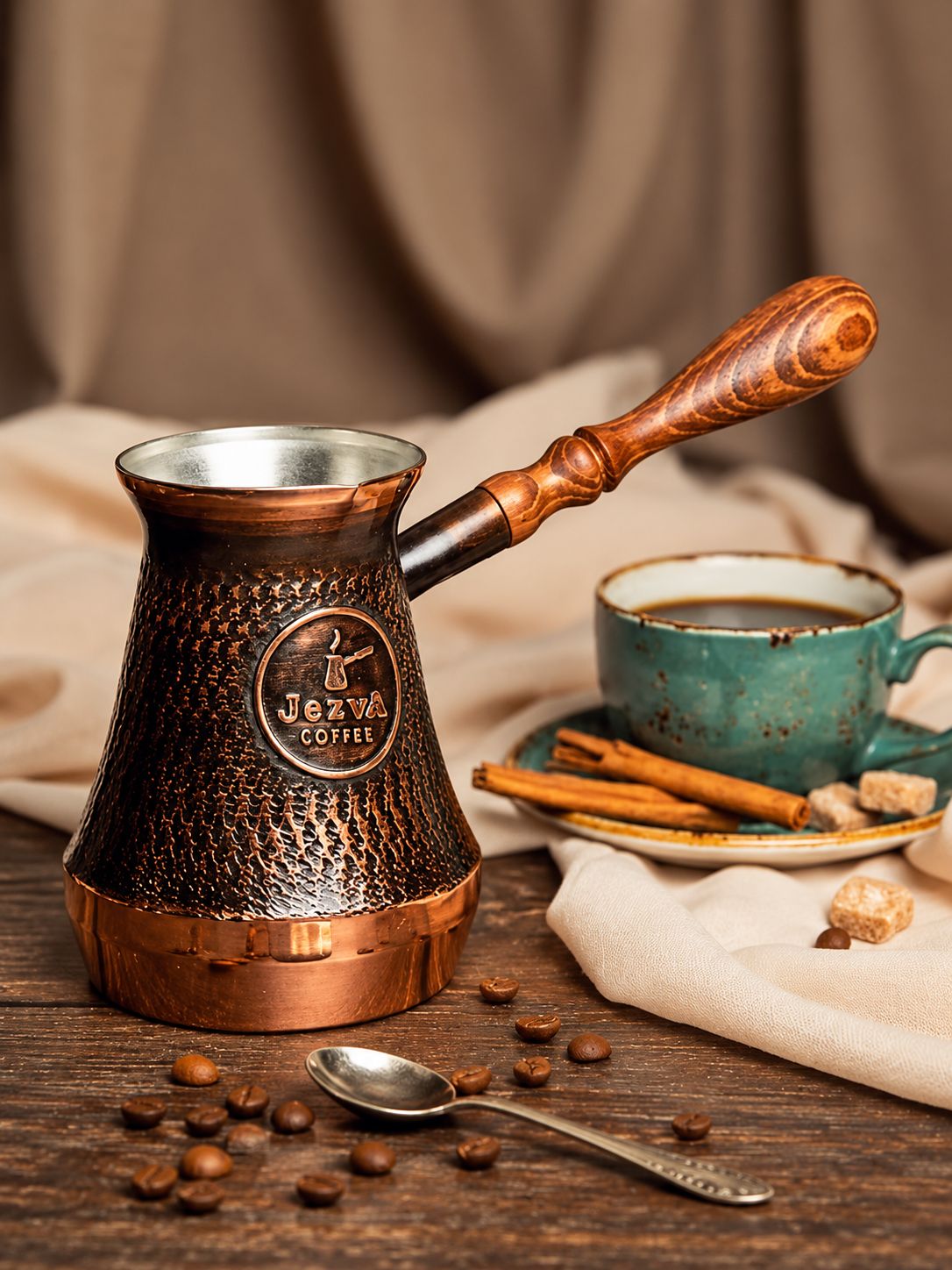 JEZVA COFFEE Турка для кофе медная 450 мл Армянская джезва цельная