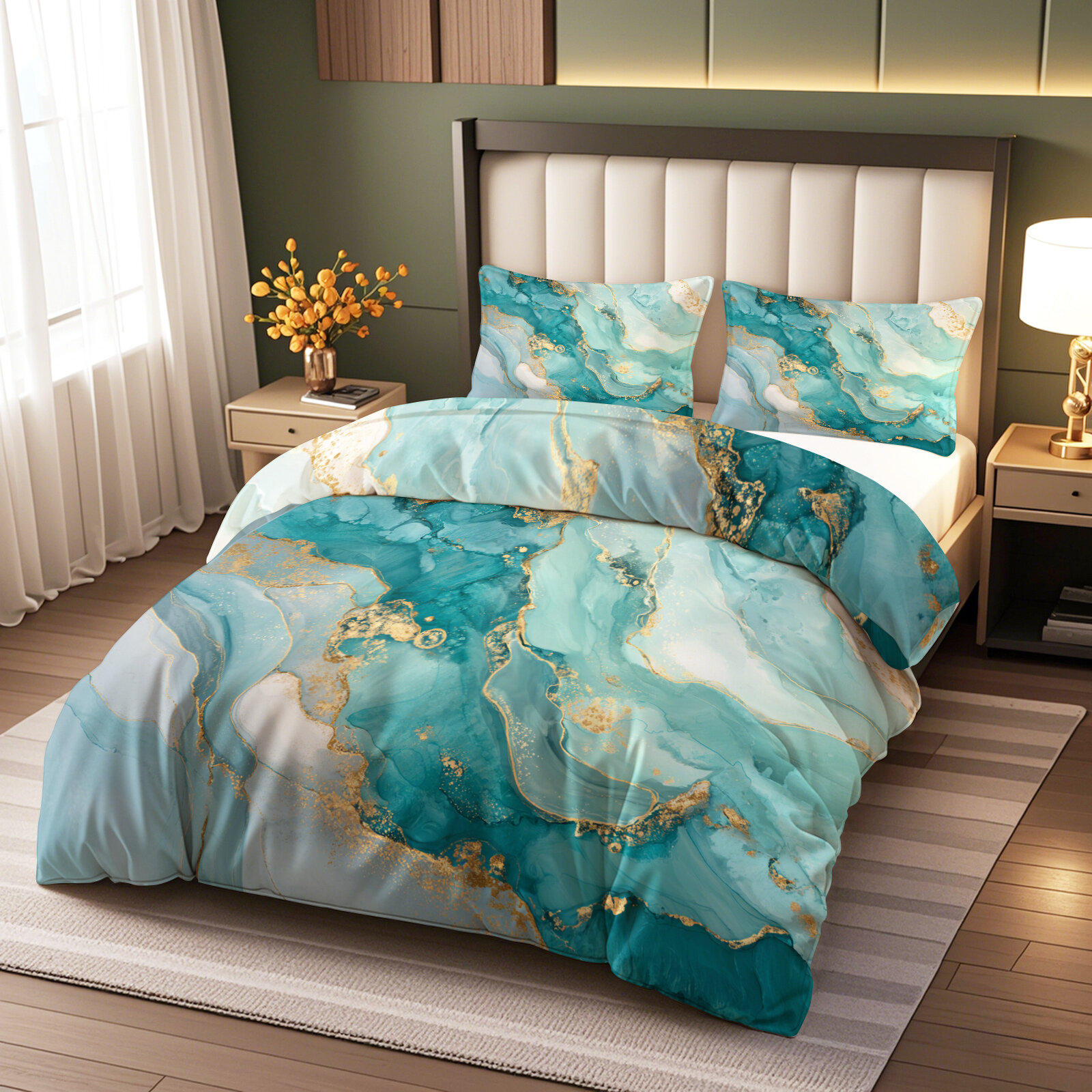 Мрамор Комплект постельного белья Евро 200х220 см микрофибры С потайной молнией