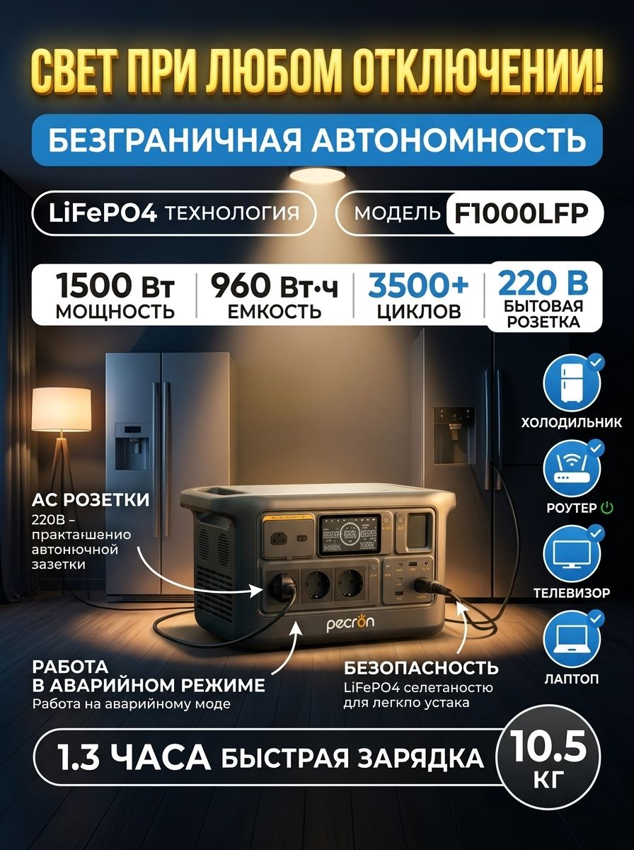 Внешний аккумулятор, 1500.1 Вт, черный, черно-серый