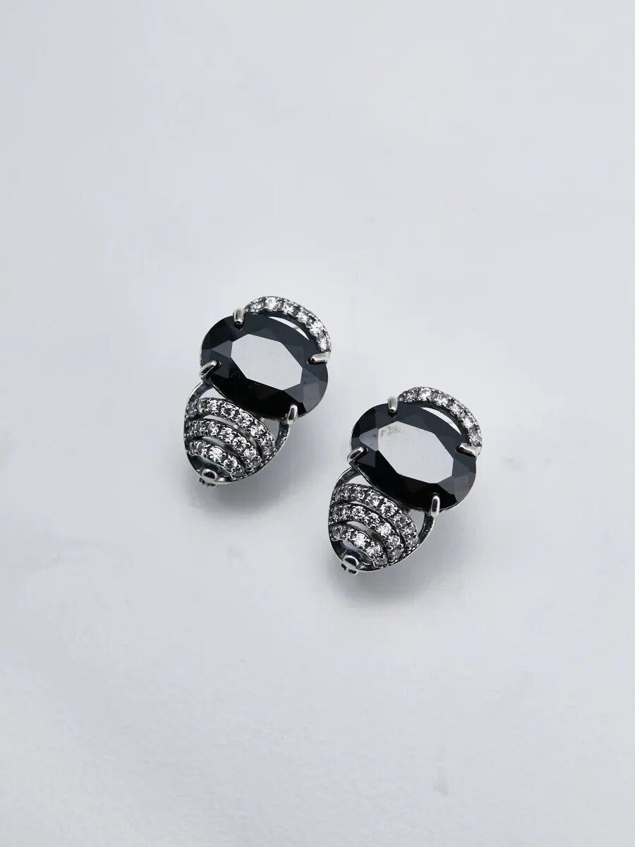 Серьги БРЮС, серебро, 925 проба, фианит