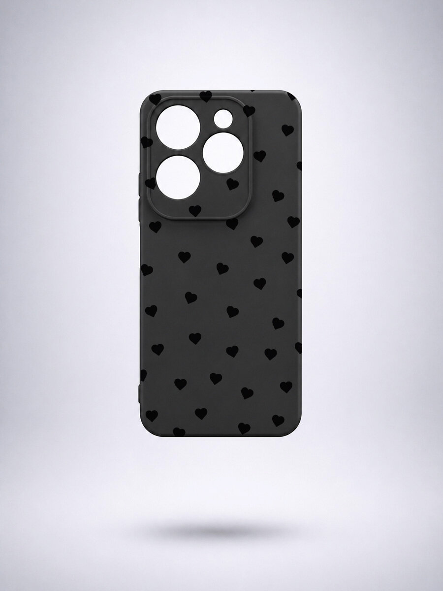 Чехол для Infinix HOT 40, HOT 40 PRO, силикон, Сердечки, soft touch, матовый, мягкий, тонкий
