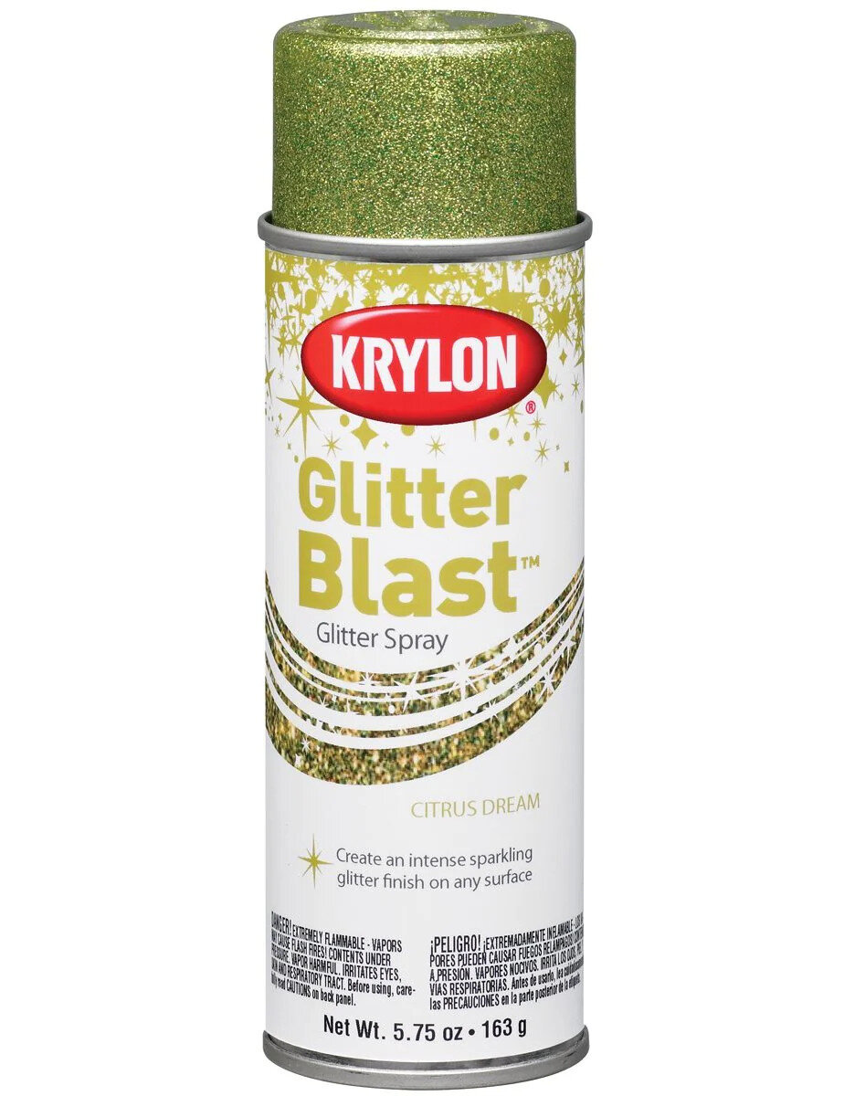 Лак с блестками Krylon Glitter Blast Spray "3D Глиттер", салатовый, 163г