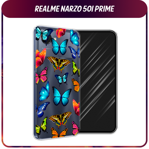 Силиконовый чехол на Realme Narzo 50i Prime / Реалми Нарзо 50i Прайм Разные бабочки, прозрачный силиконовый чехол на realme narzo 50i prime реалми нарзо 50i прайм санкт петербург коллаж прозрачный