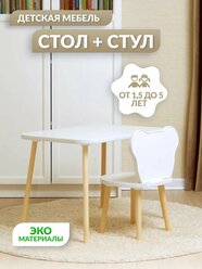 Детский комплект мебели Kids Comfort, из дерева и ЛДСП, от 1,5 до 5 лет, белый