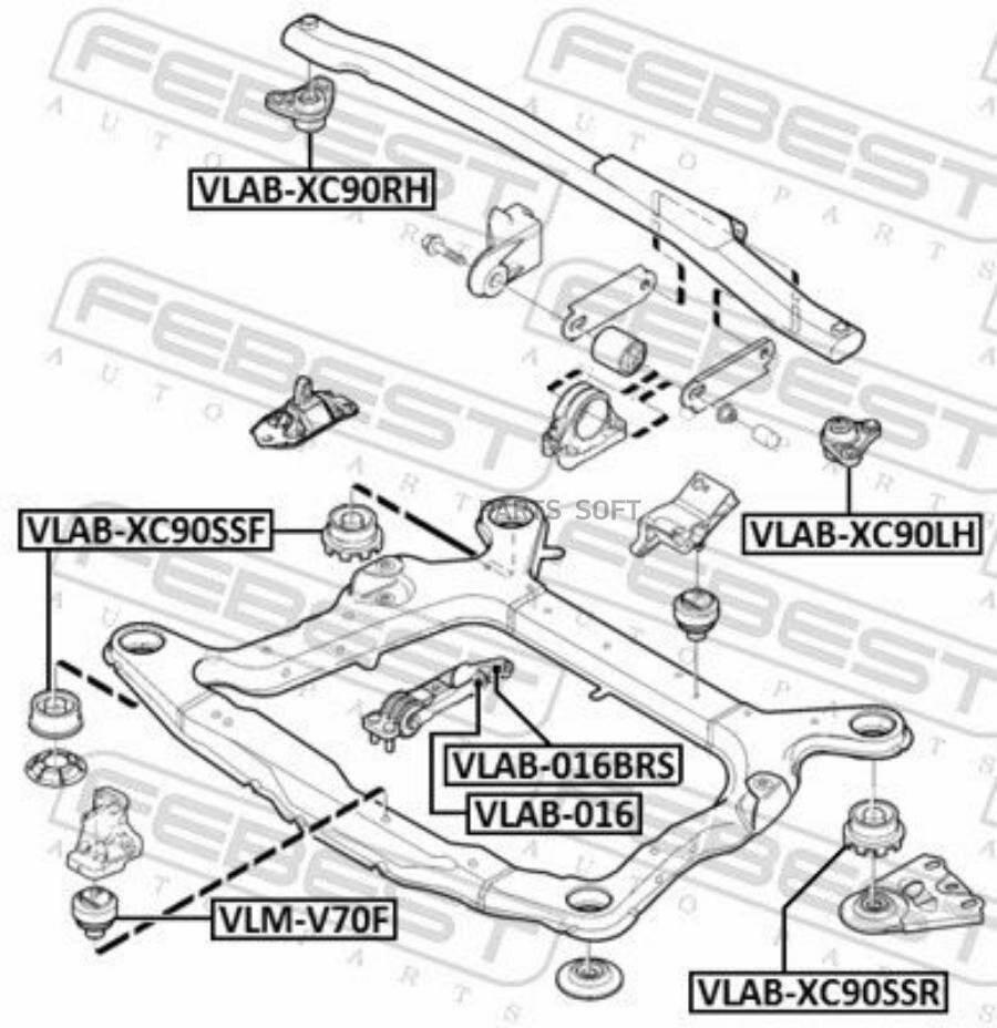 VLMV70F FEBEST Подушка двигателя передняя (гидравлическая)