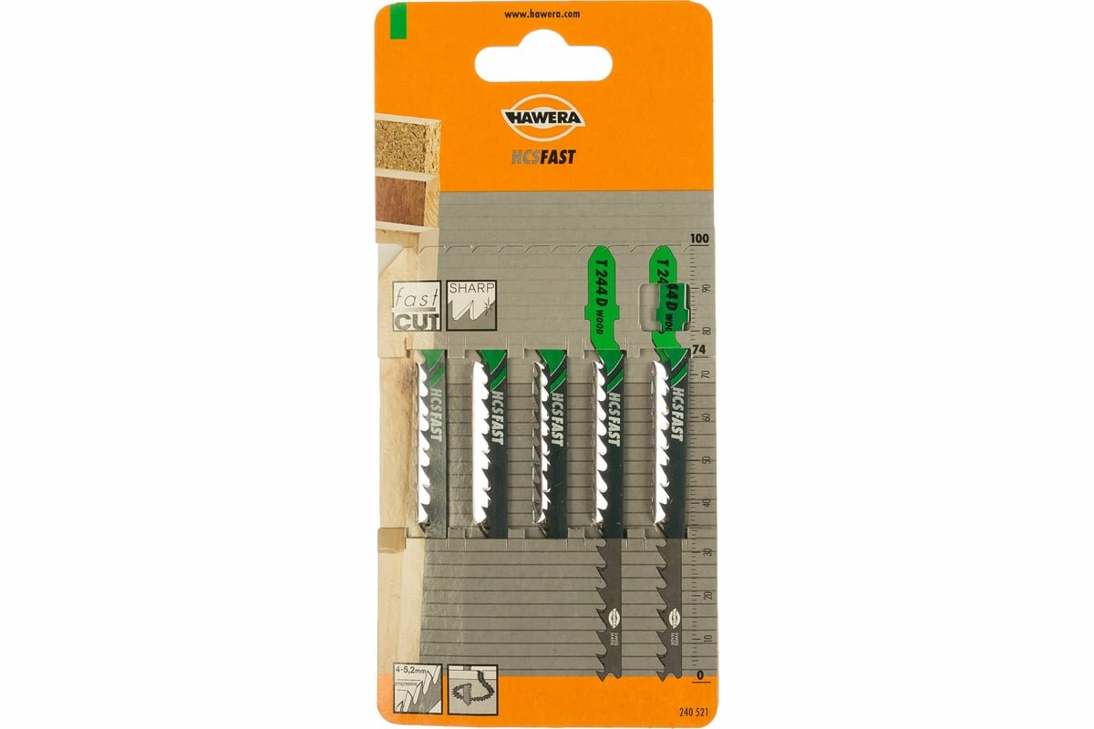 Изображение Пилка лобзиковая T 244 D 5 шт HCS HAWERA F00Y240521
