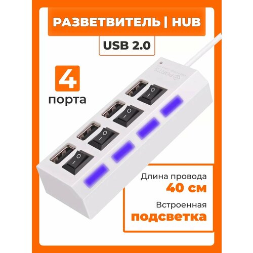 USB Hub 20 с выключателями на 4 порта с кабелем 40 см 30000₽