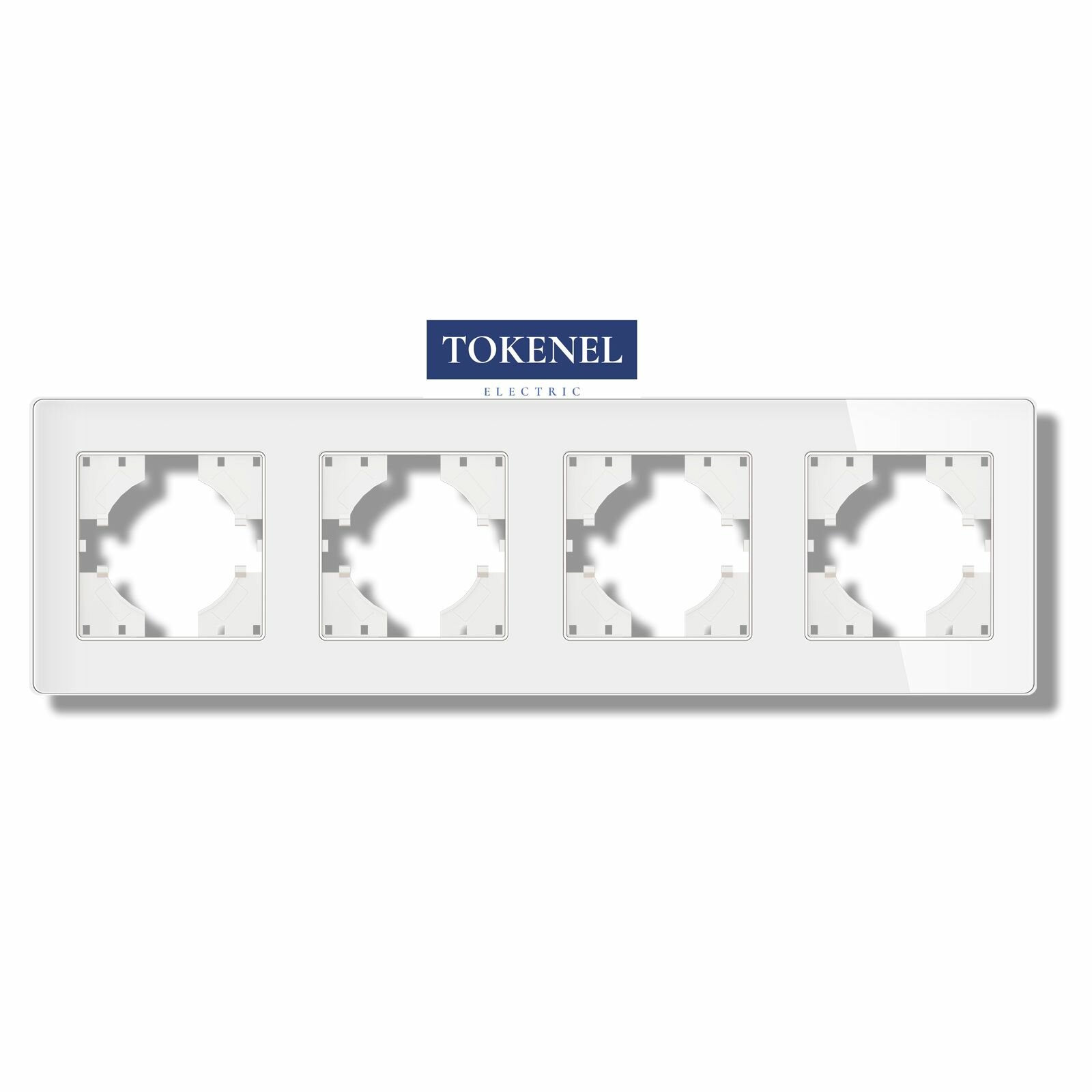 Рамка 298х86 на 4 поста TOKENEL, акриловое стекло, белая
