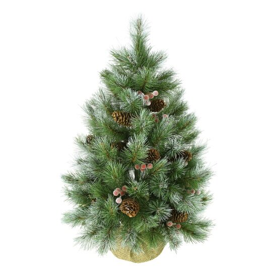 Ель искусственная Beatrees Ice Tiffany зеленая заснеженная с шишками и ягодами 60 см