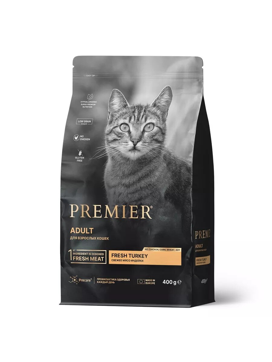 Сухой корм Premier Cat Turkey ADULT индейка 400 г