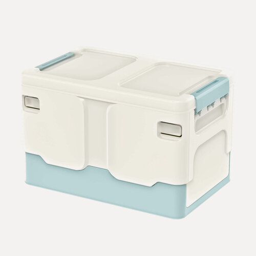 Изображение товара Ящик пластиковый складной белый, дно голубое, 370х240х240 мм