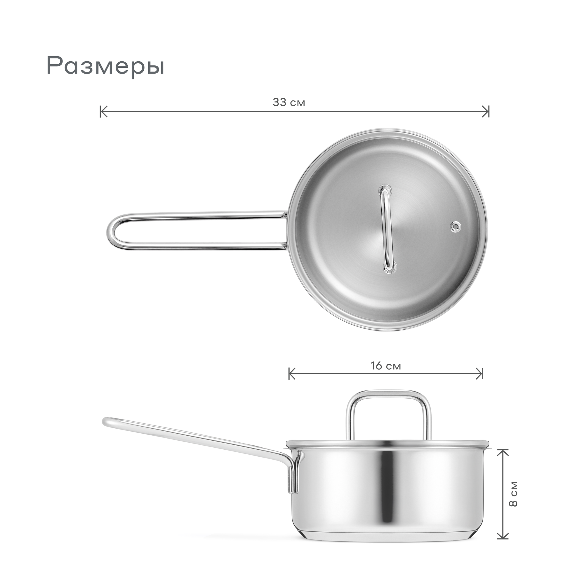 Кастрюли И Ковши Xiaomi Ковш из нержавеющей стали Pragma Folag 1,5 л крышка в комплекте, индукция