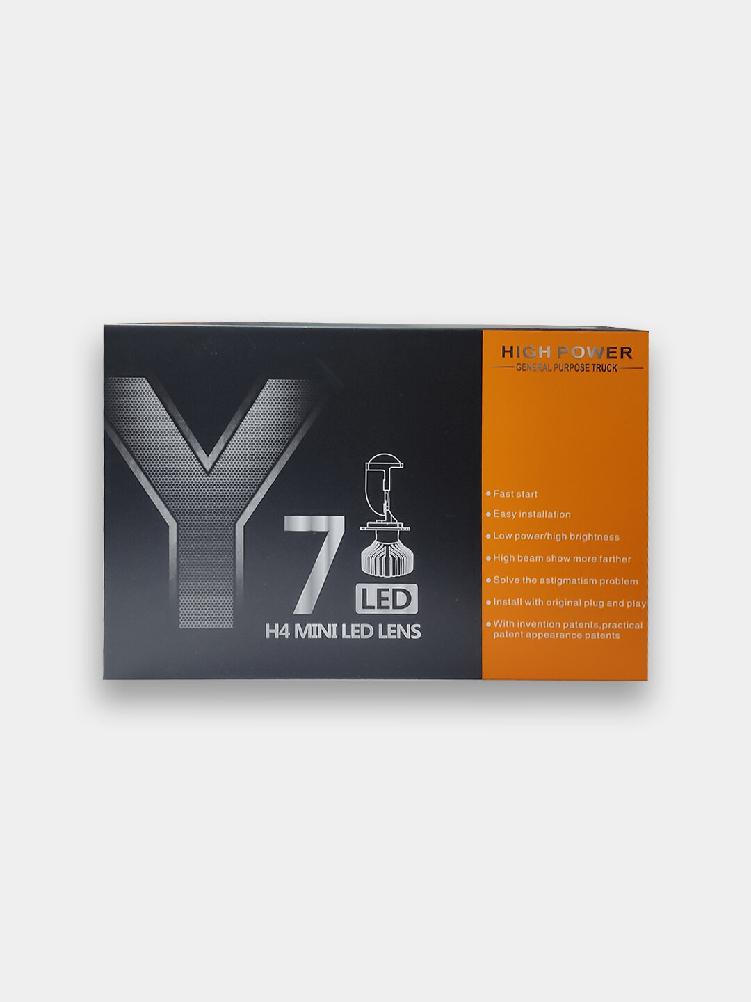 Линзы светодиодные Y7, для автомобилей H4, ближний/дальний свет — фото 1