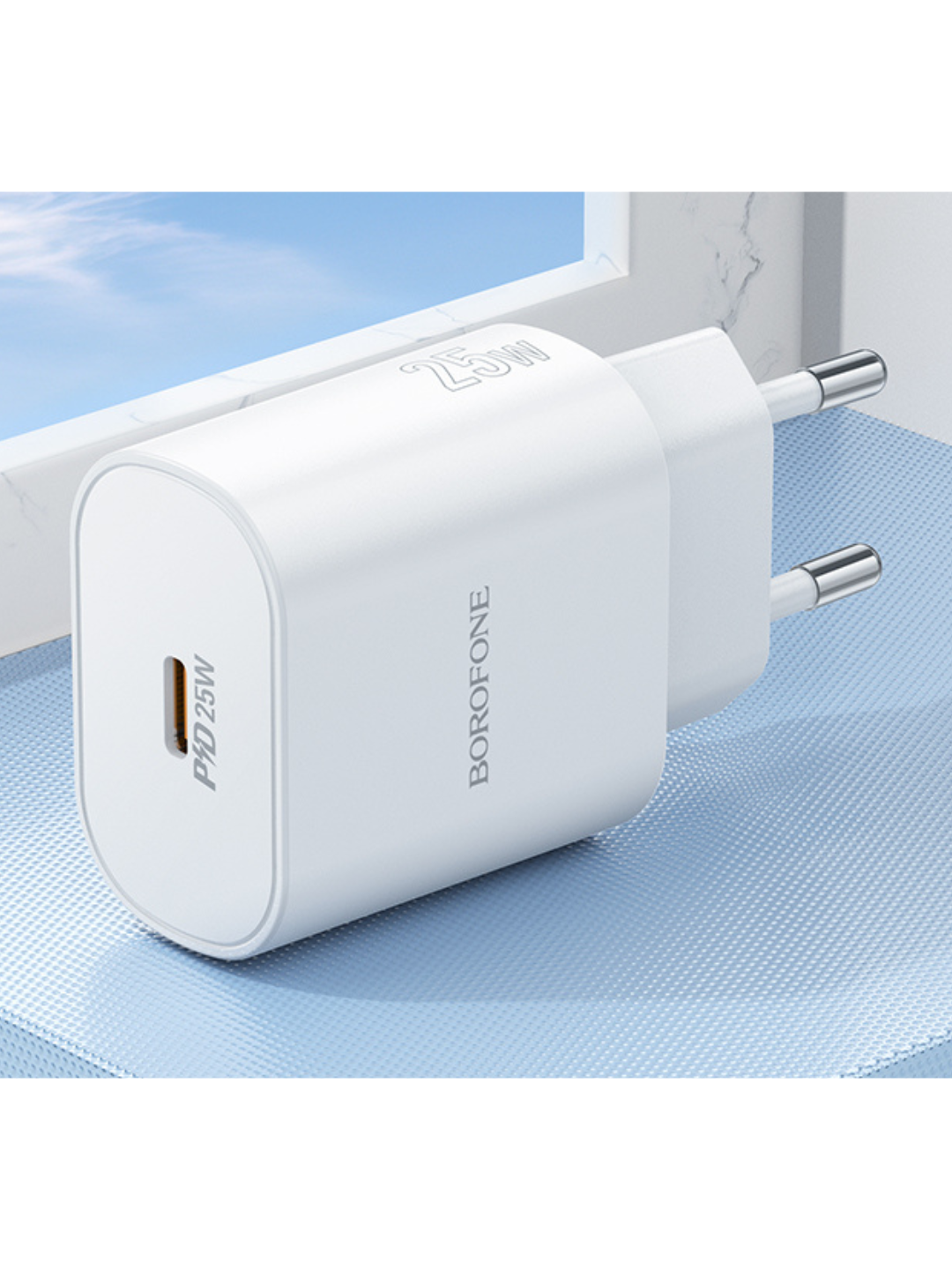 Зарядное устройство Borofone, PD 25W, с кабелем, 1 разъемов, белое — фото 1