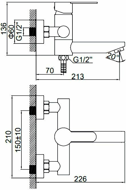 Смеситель LEDEME L73103 для ванны — фото 1