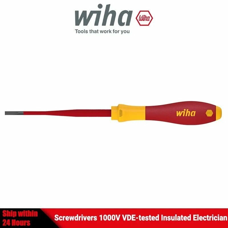 Wiha 35446 Отвёртка шлицевая 3,5 мм SoftFinish Eectric SlimFix 100 мм 1000 В VDE