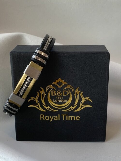 Жесткий браслет BAKA&DED, 1 шт., размер 21 см, черный, золотой