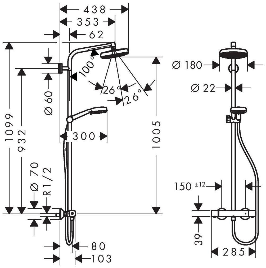 Система душевая Hansgrohe 160 1jet 27264400 - фото №20