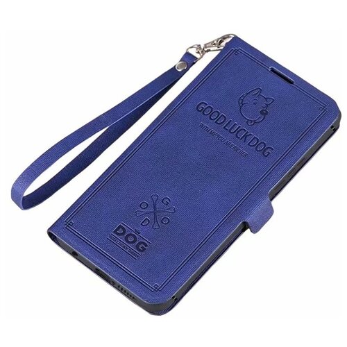 фото Чехол-книжка mypads для xiaomi redmi 7a водоотталкивающий с мульти-подставкой на жесткой металлической основе синий тематика собака счастья