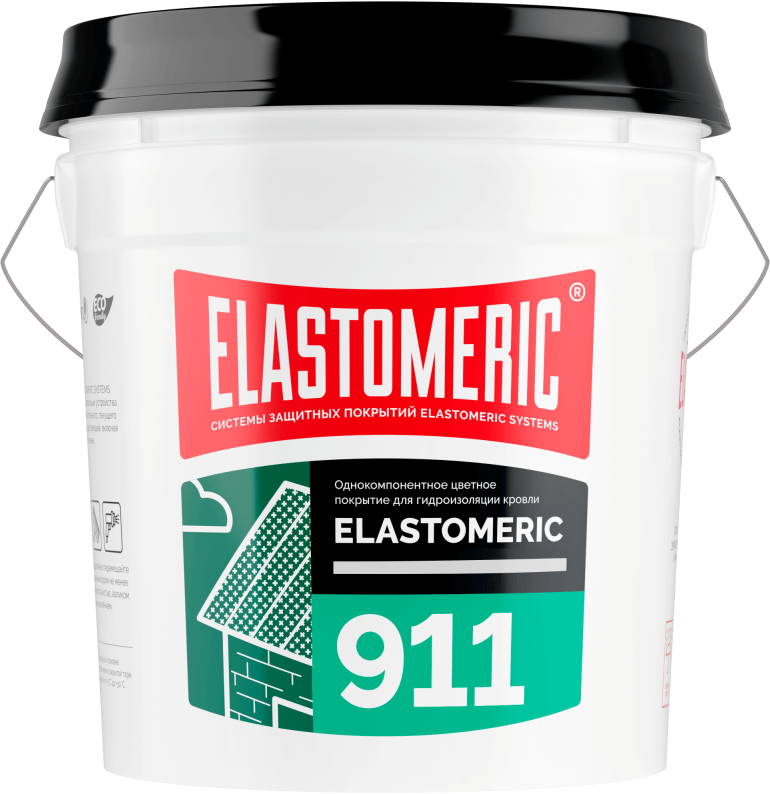 Гидроизоляция металлической и шиферной кровли - ELASTOMERIC 911 20 кг RAL 6002 зеленая листва - фотография № 1