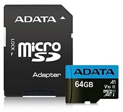 Карта памяти MICRO SDXC 64GB CLASS10 W/A AUSDX64GUICL10A1-RA1 ADATA