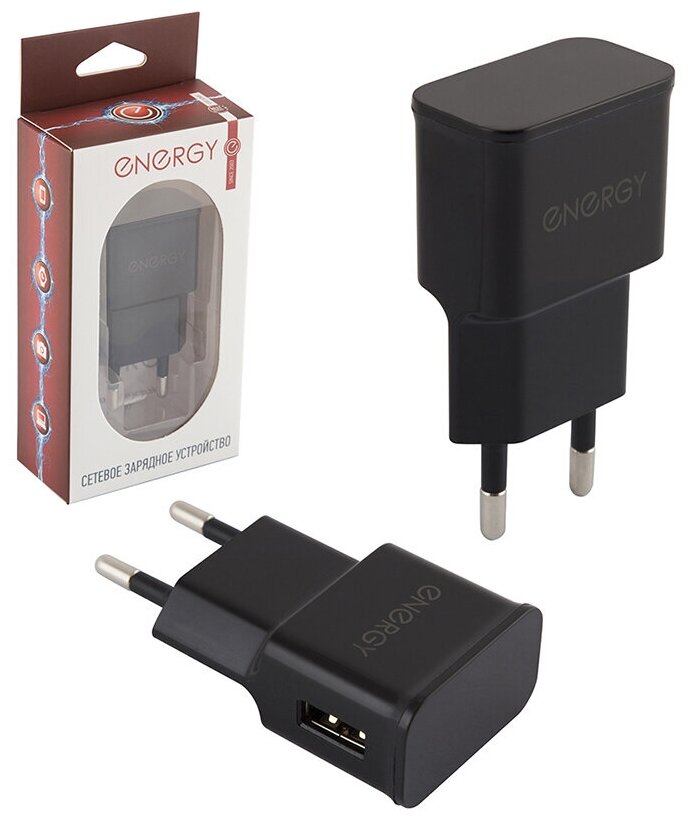 Зарядное устройство для телефона Energy ET-09, 1 А, USB, черное