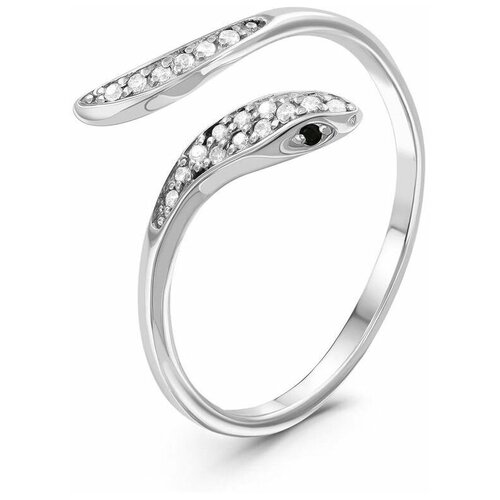 Кольцо из серебра с родированием с фианитами