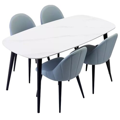 Набор обеденной мебели Стол и 4 стула Xiaomi Yang Zi Seashell Rock Plate Dining Table And Chairs 1.4 m Stone White