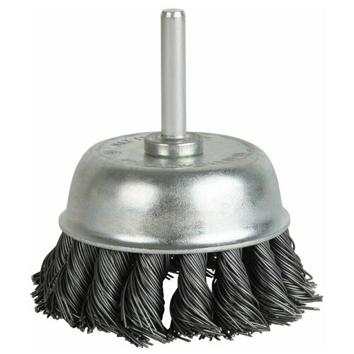 Щётка DEBEVER чашечная плетёная с хвостовиком 62 мм, проволока - INOX 0,50 мм